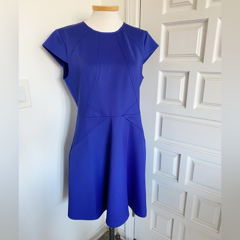 Ted Baker Royal Blue Dress Fit & Flare Cap Sleeve